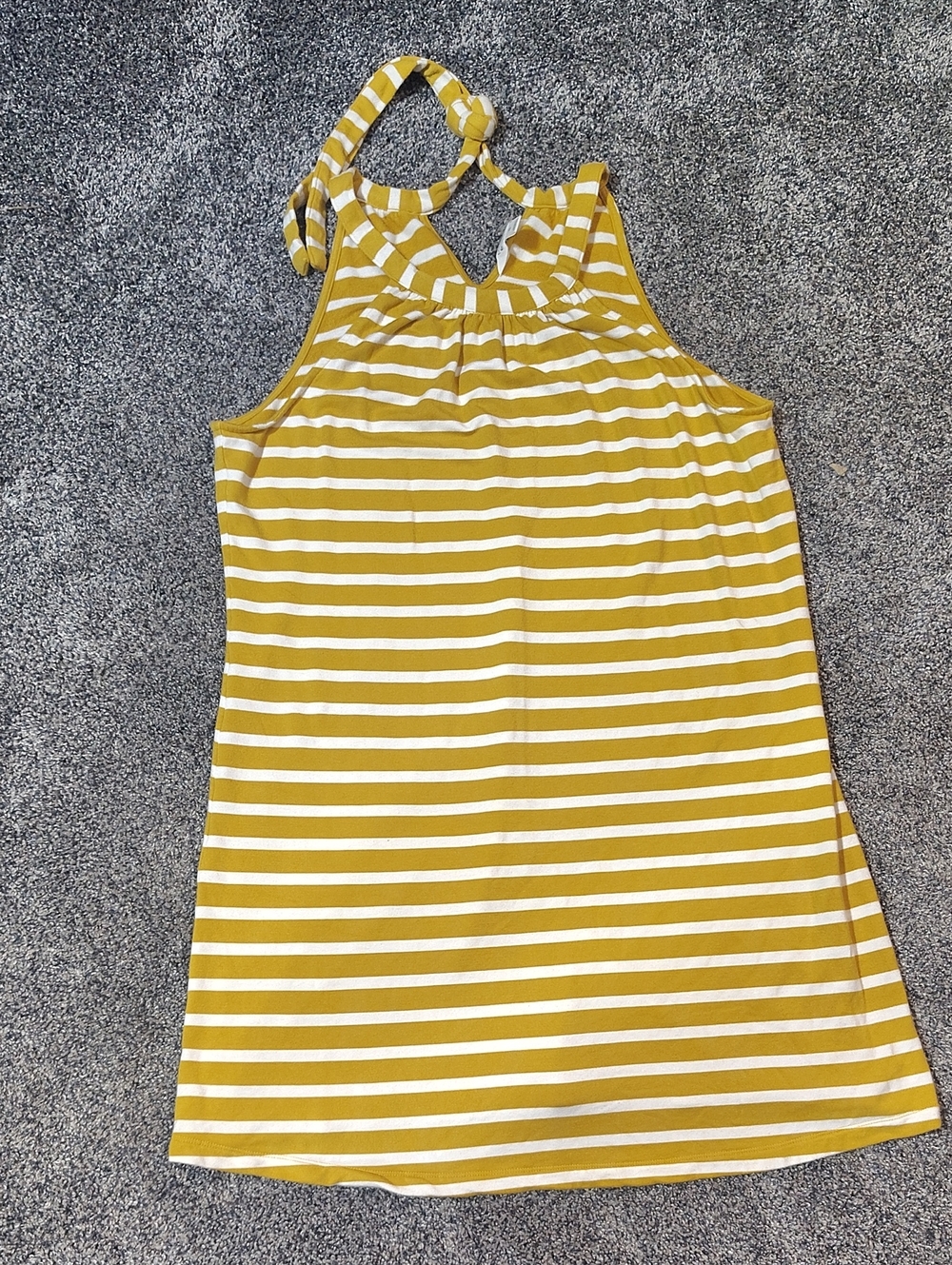 Market & Spruce Mustard and White One-Shoulder Striped Dress